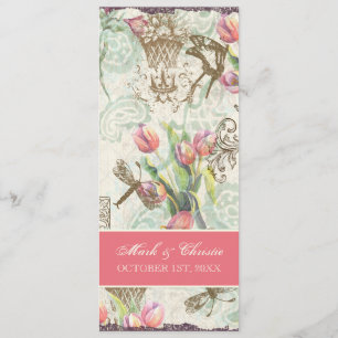 Flutterbyes 'n Tulips Elegant Menu Card