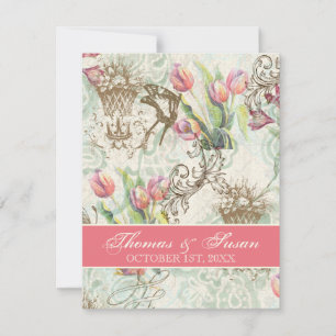 Flutterbyes 'n Tulips Elegant Wedding Invitation
