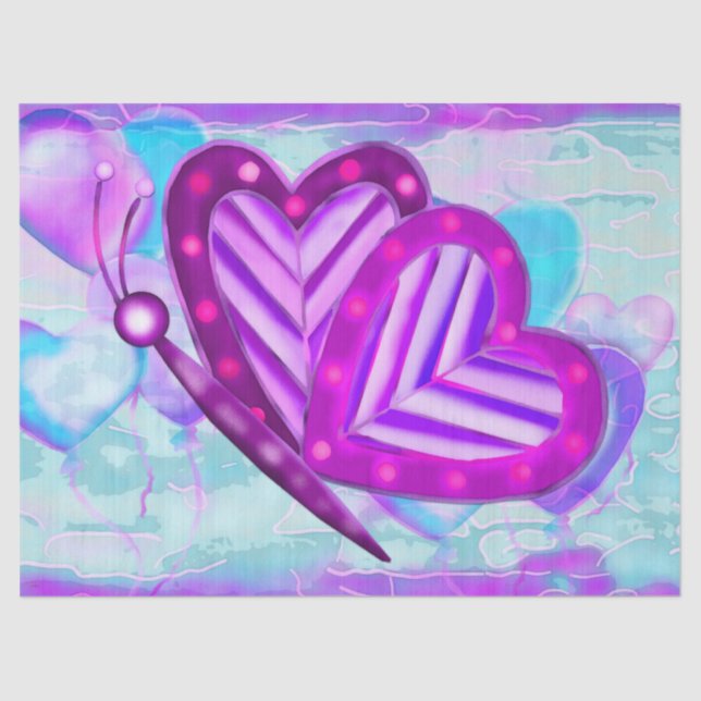 Flutterbys Valentines Folk Art ALL SIZES Tissue Paper (Front)