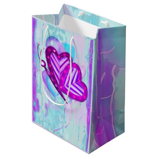 Flutterbys Valentines Folk Art MEDIUM ONLY Gift Bag (Front Angled)