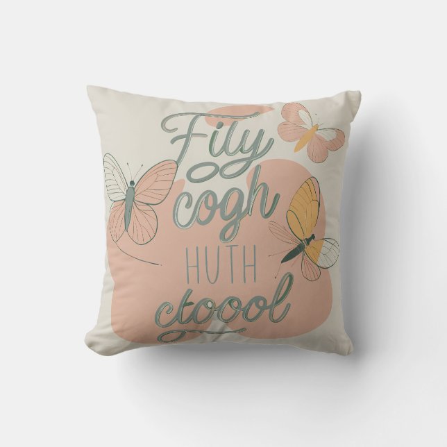 Fluttering Butterflies, Inspiring Words of Flight Throw Pillow (Front)