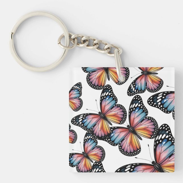 Fluttering Butterflies Pattern Keychain (Front)