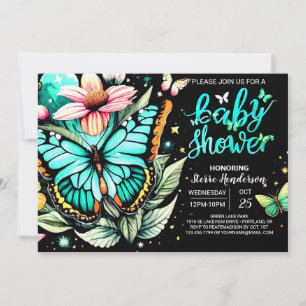 Fluttering Butterfly Baby Shower Invitation