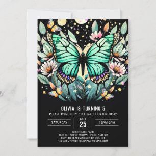 Fluttering Butterfly Birthday  Invitation