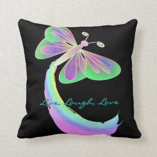 Fluttering butterfly on Black By: Mendi Throw Pillow
