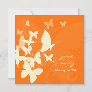 Fluttering by... butterflies cream/orange invitation