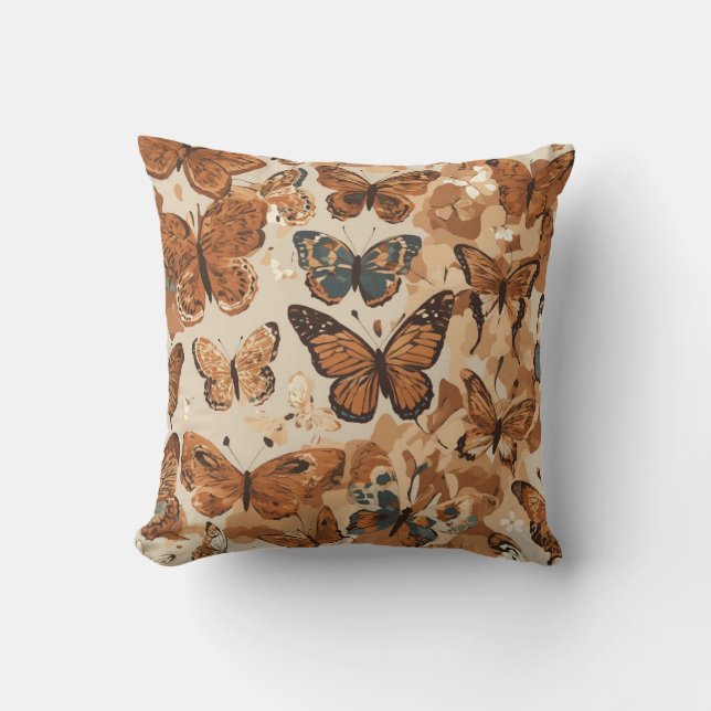 "Fluttering Elegance: Butterfly-Inspired Throw Pil Pillow (Front)