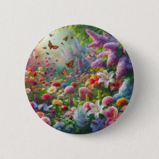 Fluttering Floral 2 Inch Round Button