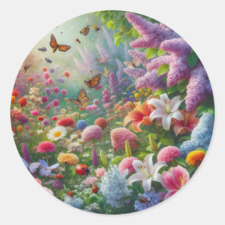 Fluttering Floral Classic Round Sticker
