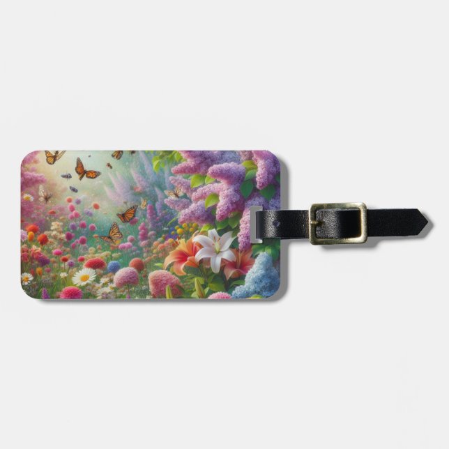 Fluttering Floral (Customizable) Luggage Tag (Front Horizontal)