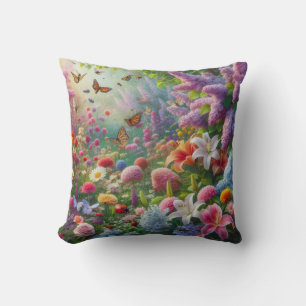 Fluttering Floral Throw Pillow