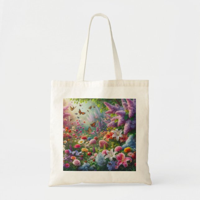 Fluttering Floral Tote Bag (Front)