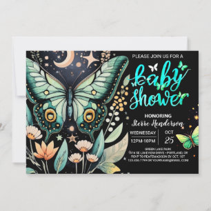 Fluttering Green Butterfly Baby Shower Invitation