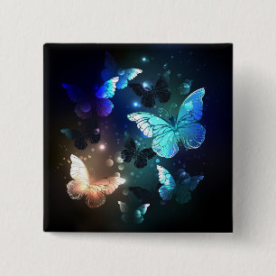 Fluttering Night Butterfly 2 Inch Square Button