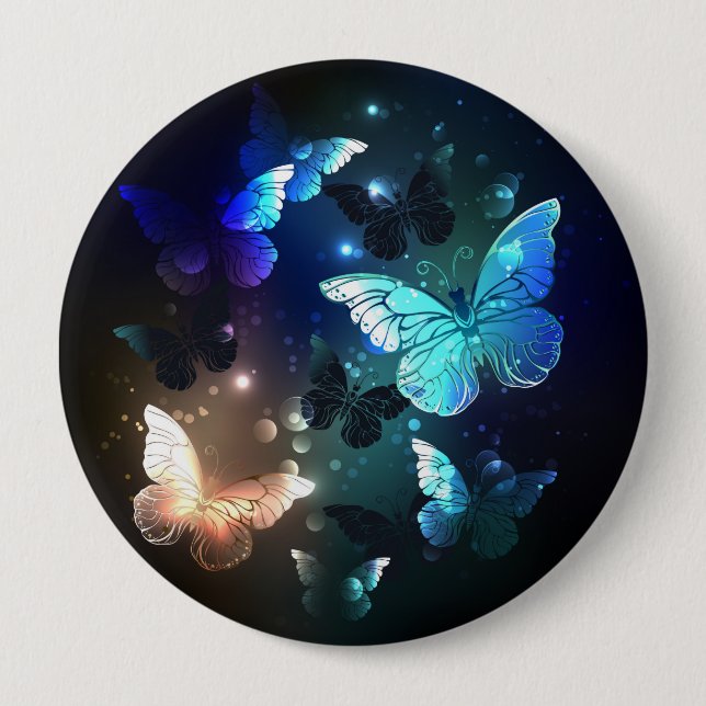 Fluttering Night Butterfly 4 Inch Round Button (Front)