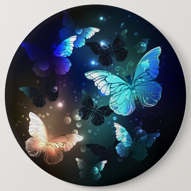 Fluttering Night Butterfly 6 Inch Round Button (Front)