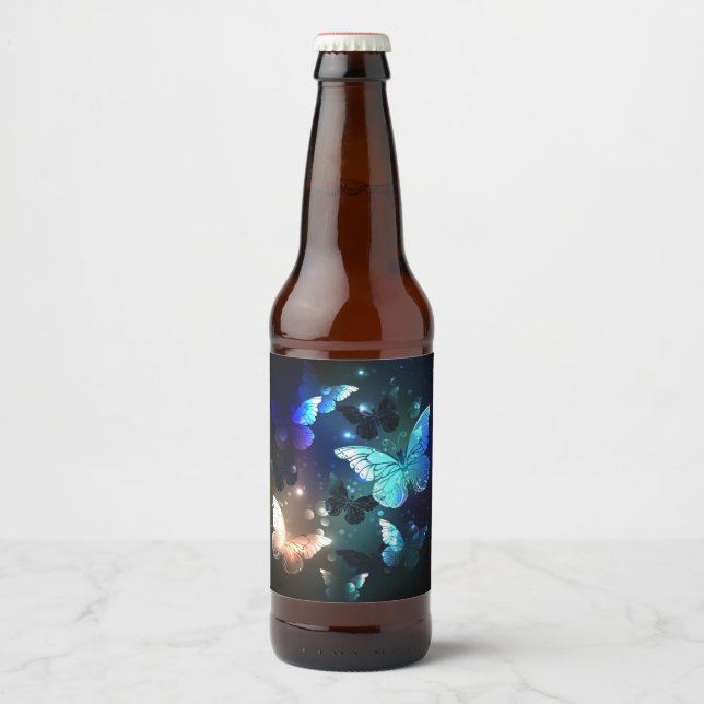 Fluttering Night Butterfly Beer Bottle Label (Front)