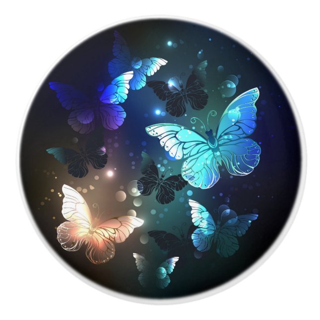 Fluttering Night Butterfly Ceramic Knob (Front)
