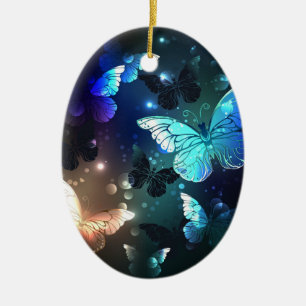 Fluttering Night Butterfly Ceramic Ornament