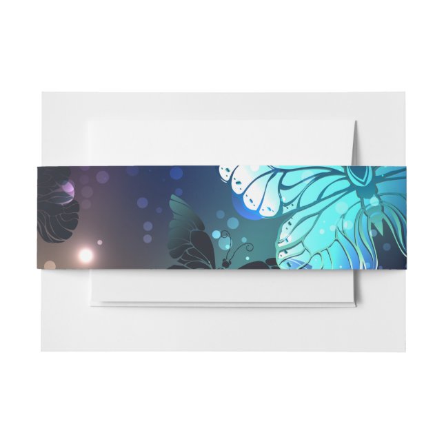 Fluttering Night Butterfly Invitation Belly Band (Front Example)