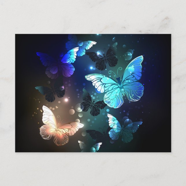Fluttering Night Butterfly Invitation Postcard (Front)