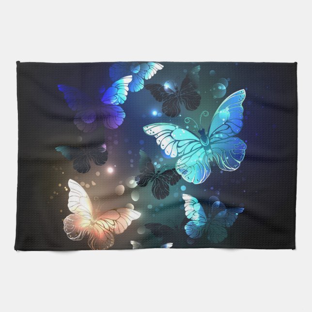 Fluttering Night Butterfly Kitchen Towel (Horizontal)