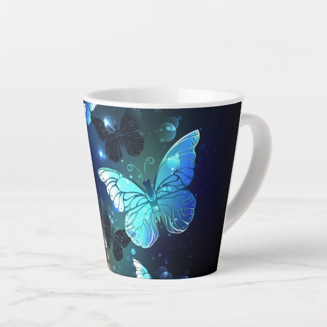 Fluttering Night Butterfly Latte Mug (Right Angle)