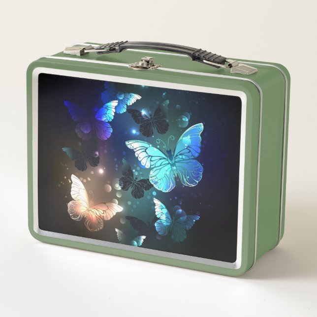 Fluttering Night Butterfly Metal Lunch Box (Front)