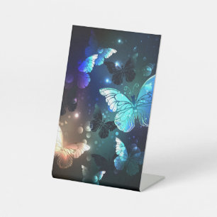 Fluttering Night Butterfly Pedestal Sign