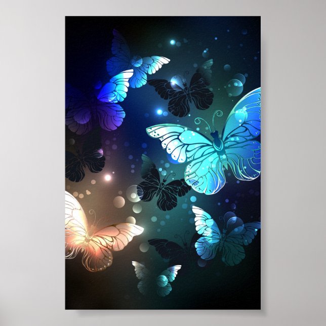 Fluttering Night Butterfly Poster (Front)
