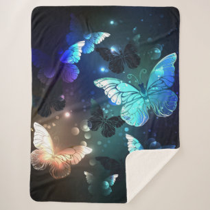 Fluttering Night Butterfly Sherpa Blanket