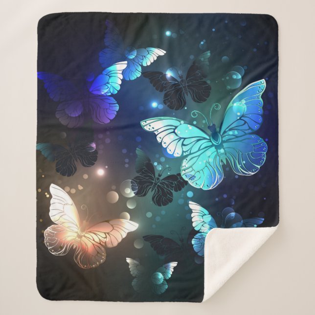 Fluttering Night Butterfly Sherpa Blanket (Front)