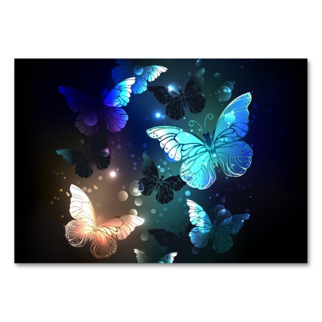 Fluttering Night Butterfly Table Number (Front)