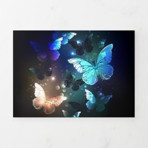 Fluttering Night Butterfly Tri-Fold Invitation