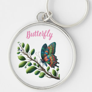 "Fluttering Oasis: Butterfly Branch Keychain" Keychain