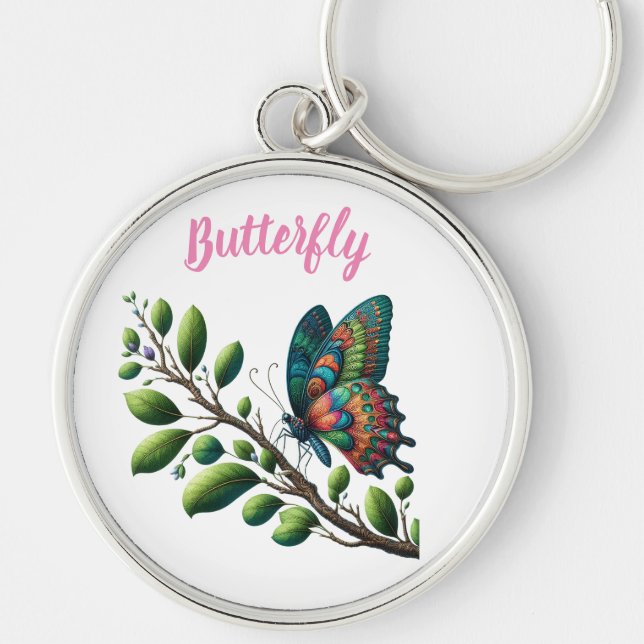 "Fluttering Oasis: Butterfly Branch Keychain" Keychain (Front)