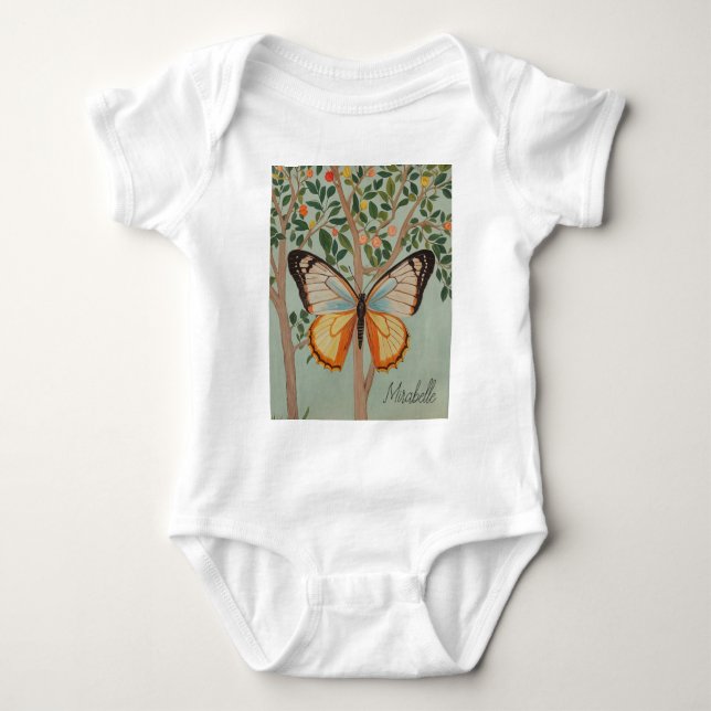 Fluttering Resilience Personalized  Baby Bodysuit (Front)