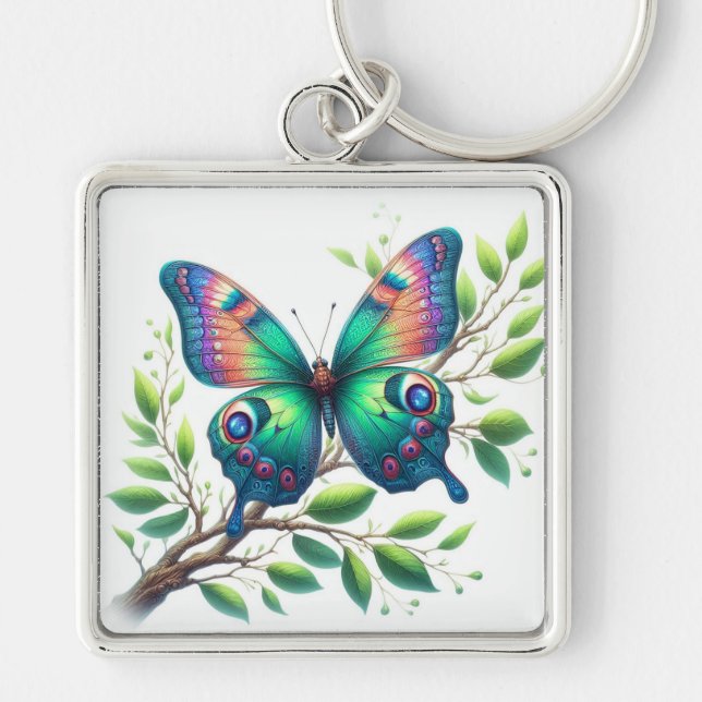 "Fluttering Serenity: Butterfly Keychain" Keychain (Front)