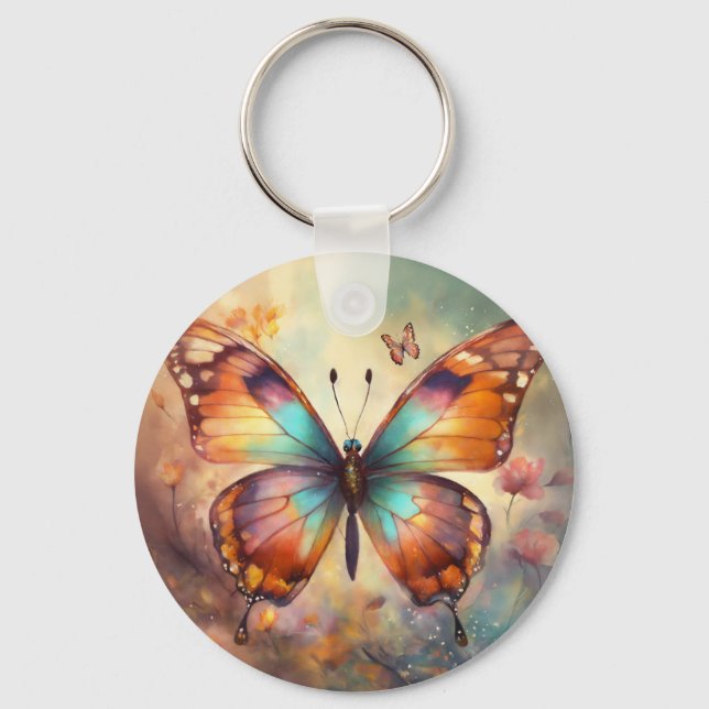 Fluttering Whimsy: Colourful Butterfly Print Keych Keychain (Front)