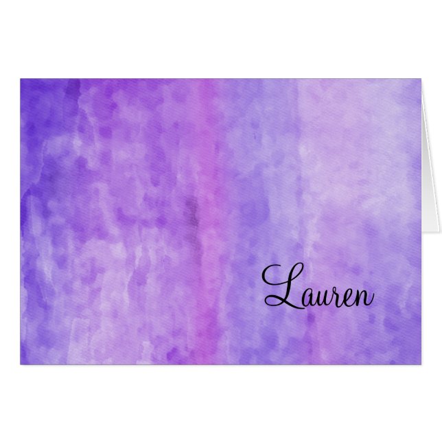 Flux d'aquarelle carte de remerciements violet (Devant Horizontal)