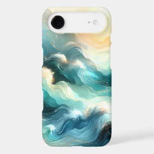 Flux d'océan doré Vagues abstraites