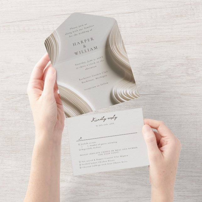 Flux sculpté Tout en un Mariage Invitation (Déchirure)