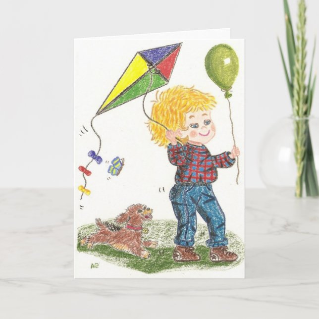 Fly a kite blank greeting card (Front)