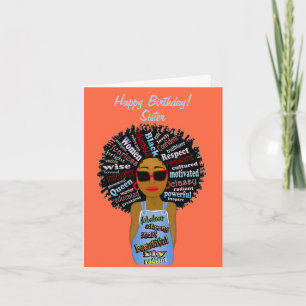 Fly African American Soeur Bonne carte d'anniversa