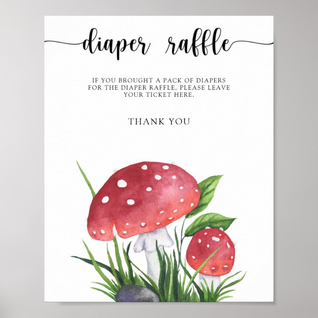 fly agaric baby shower - diaper raffle poster (Front)