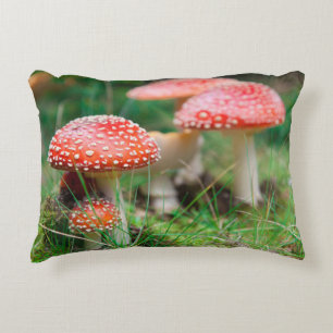 Fly-Agaric In A Forest, Closeup Photo Decorative Pillow