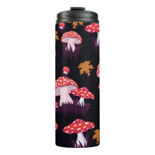 Fly agaric, maple leaves print thermal tumbler