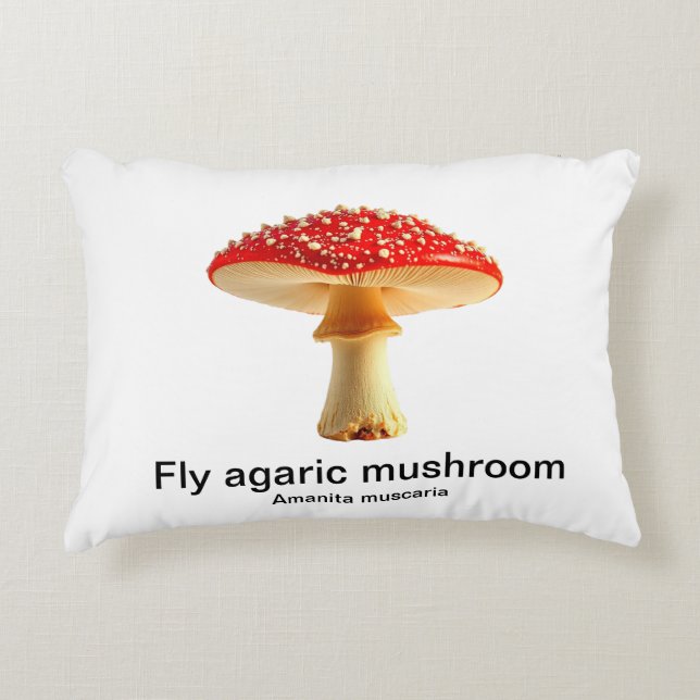 Fly agaric mushroom on a white background accent pillow (Front)
