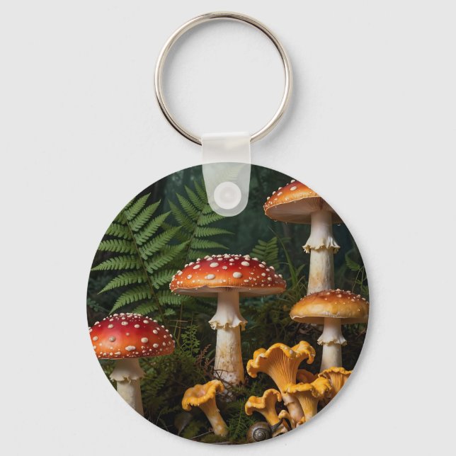 Fly Agaric Mushrooms Forest Botanical Keychain (Front)
