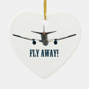 Fly away airplane ceramic ornament